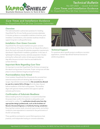 Recommended Cure Times Tech Bulletin